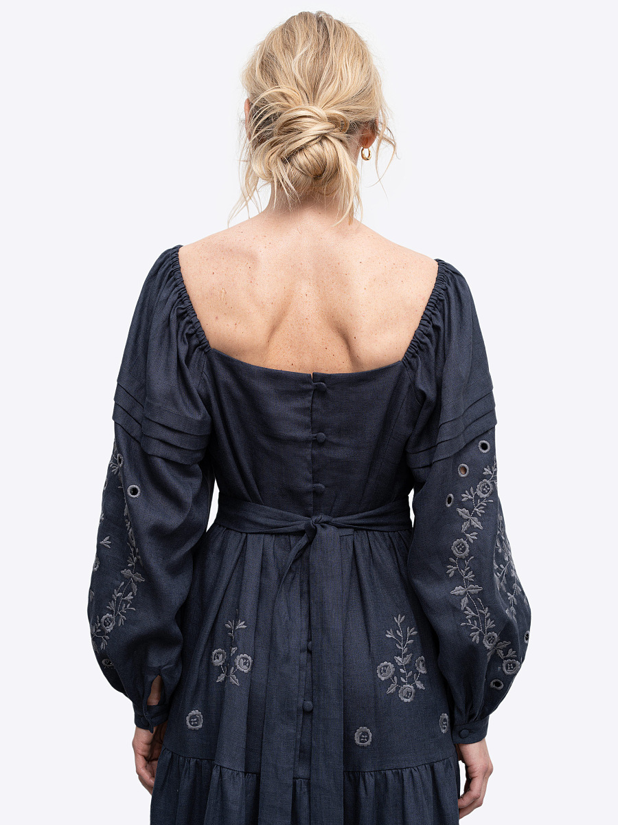 Linen embroidered dress "Myt" temna [0]