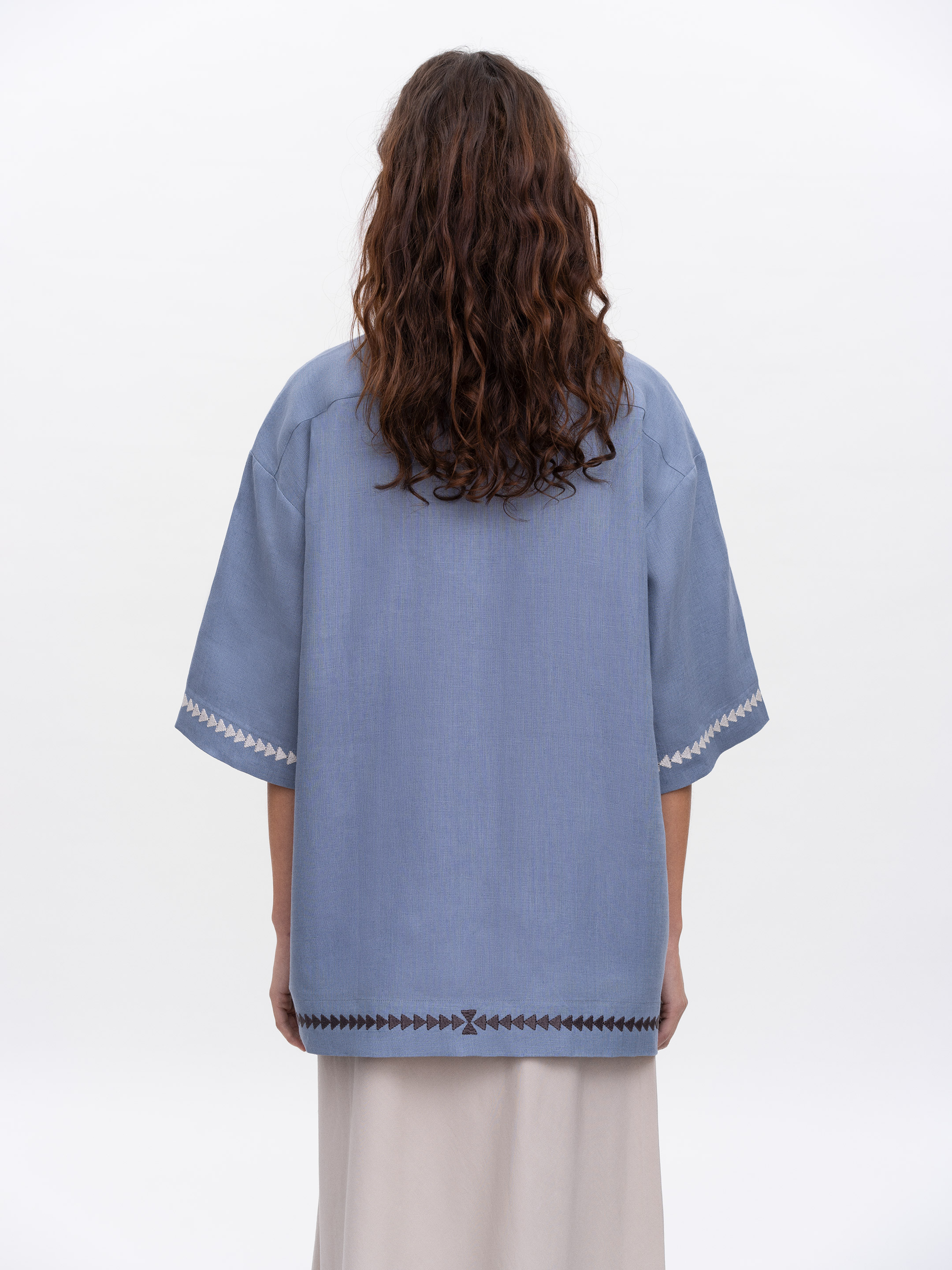 Women's blue embroidered shirt "Kyi" photo