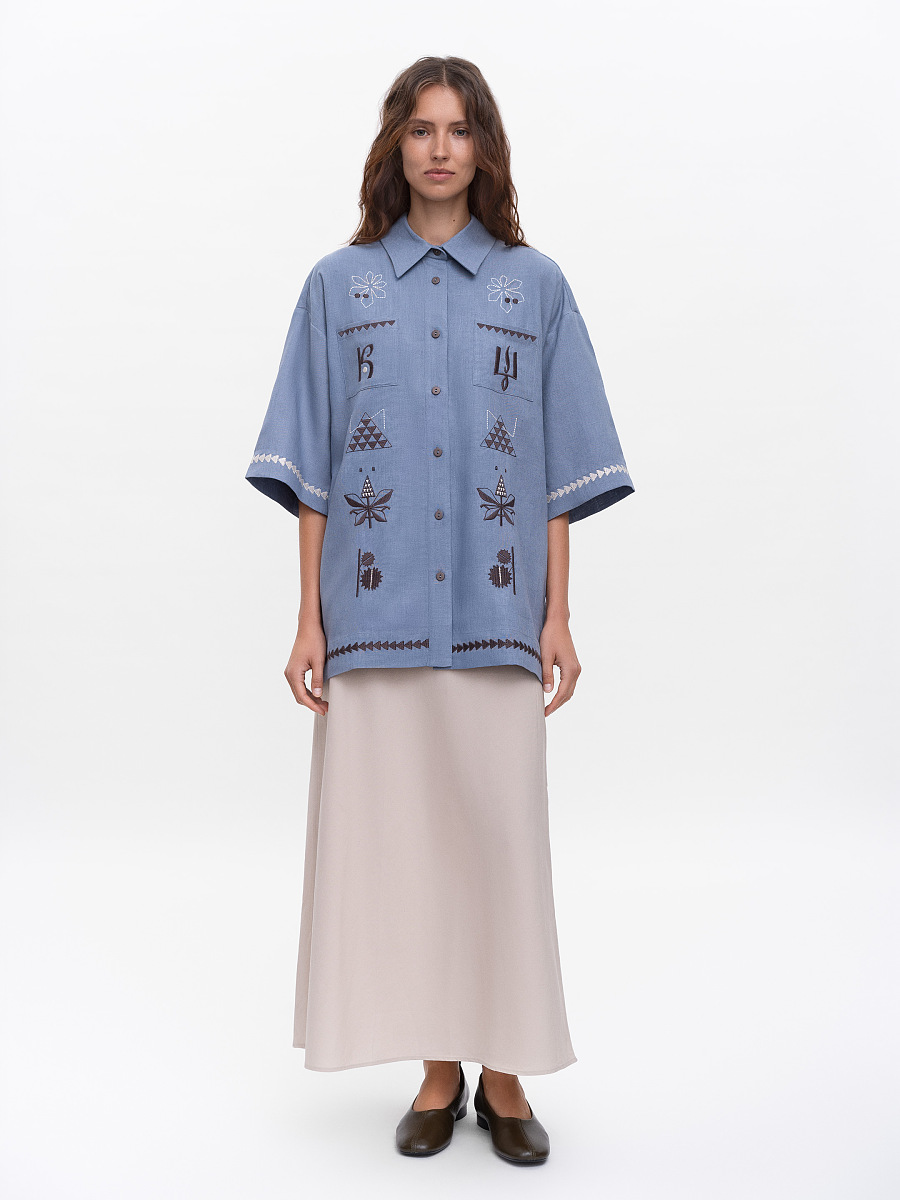 Women's blue embroidered shirt "Kyi" [0]