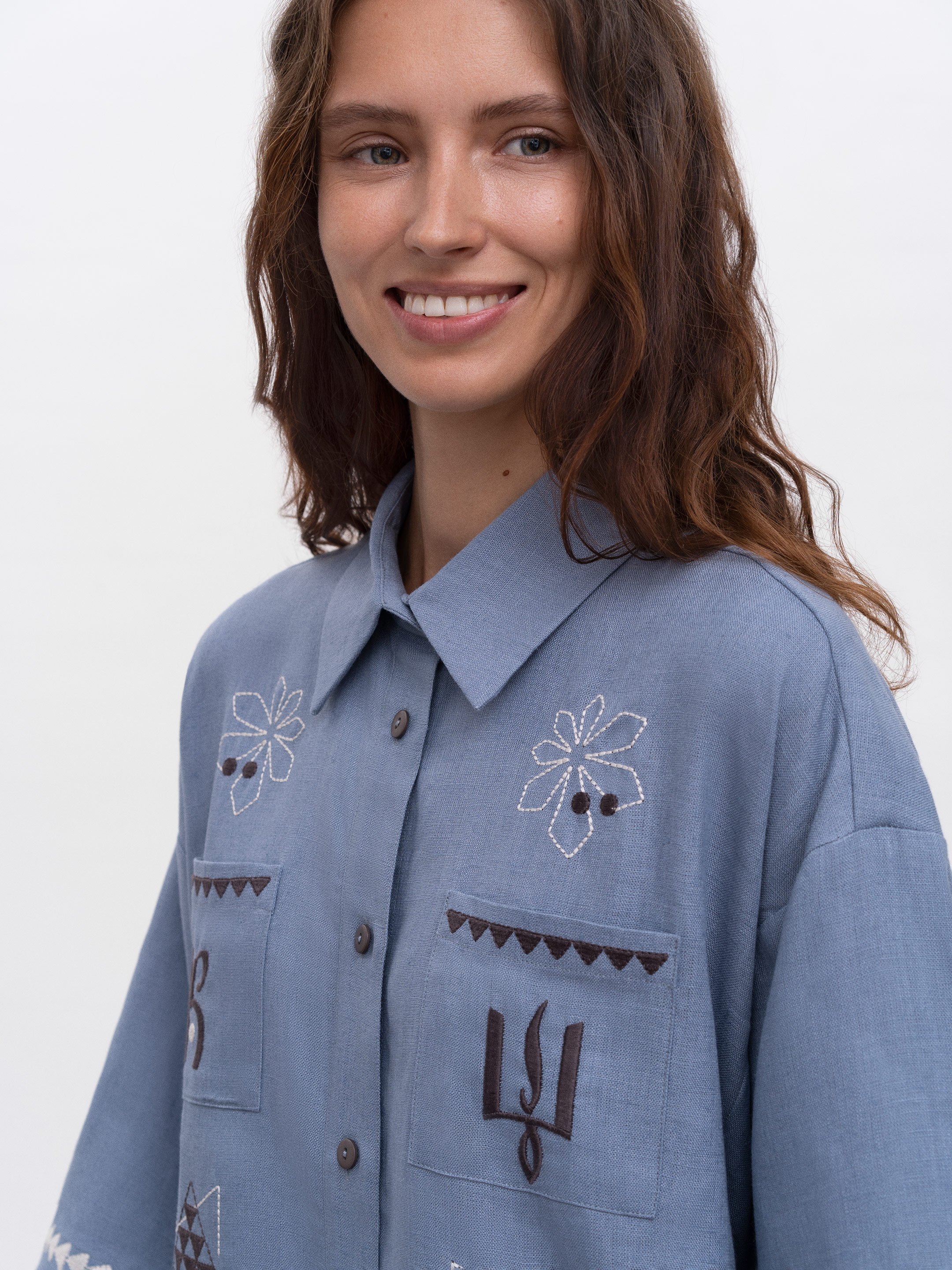 Women's blue embroidered shirt "Kyi" in Ukraine