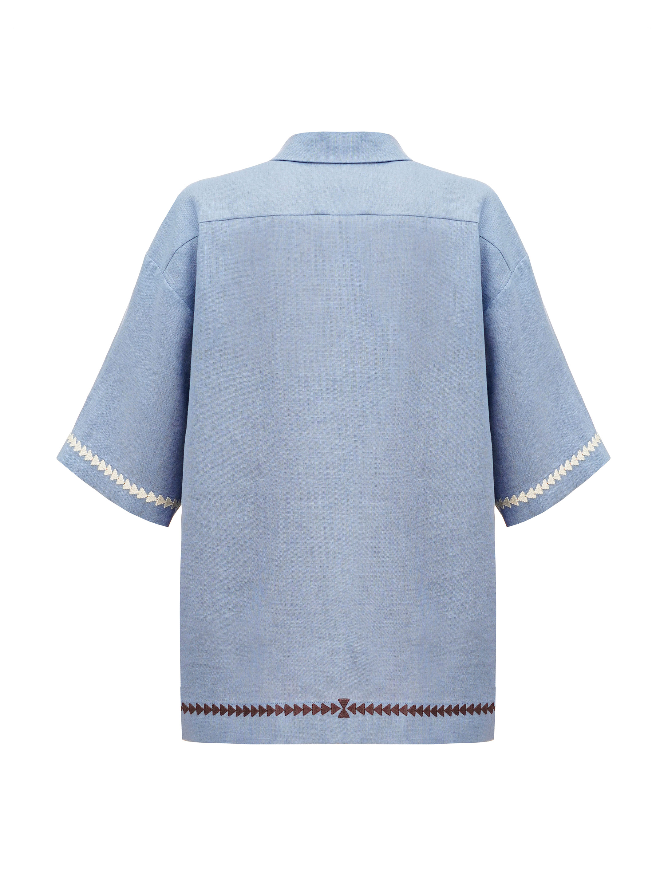 Women's blue embroidered shirt "Kyi" fitting