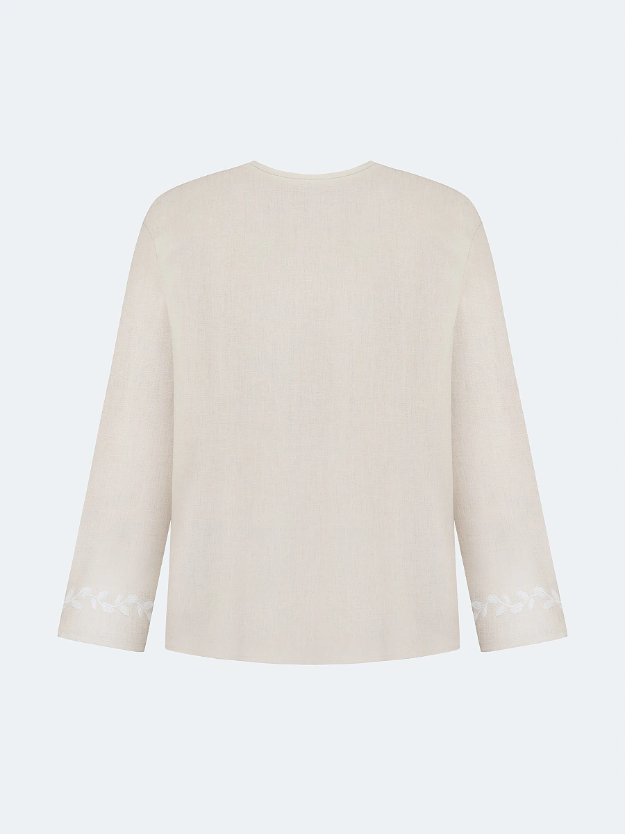 Men's shirt with white embroidery in the tone of "Vavylon XX" — Creamy