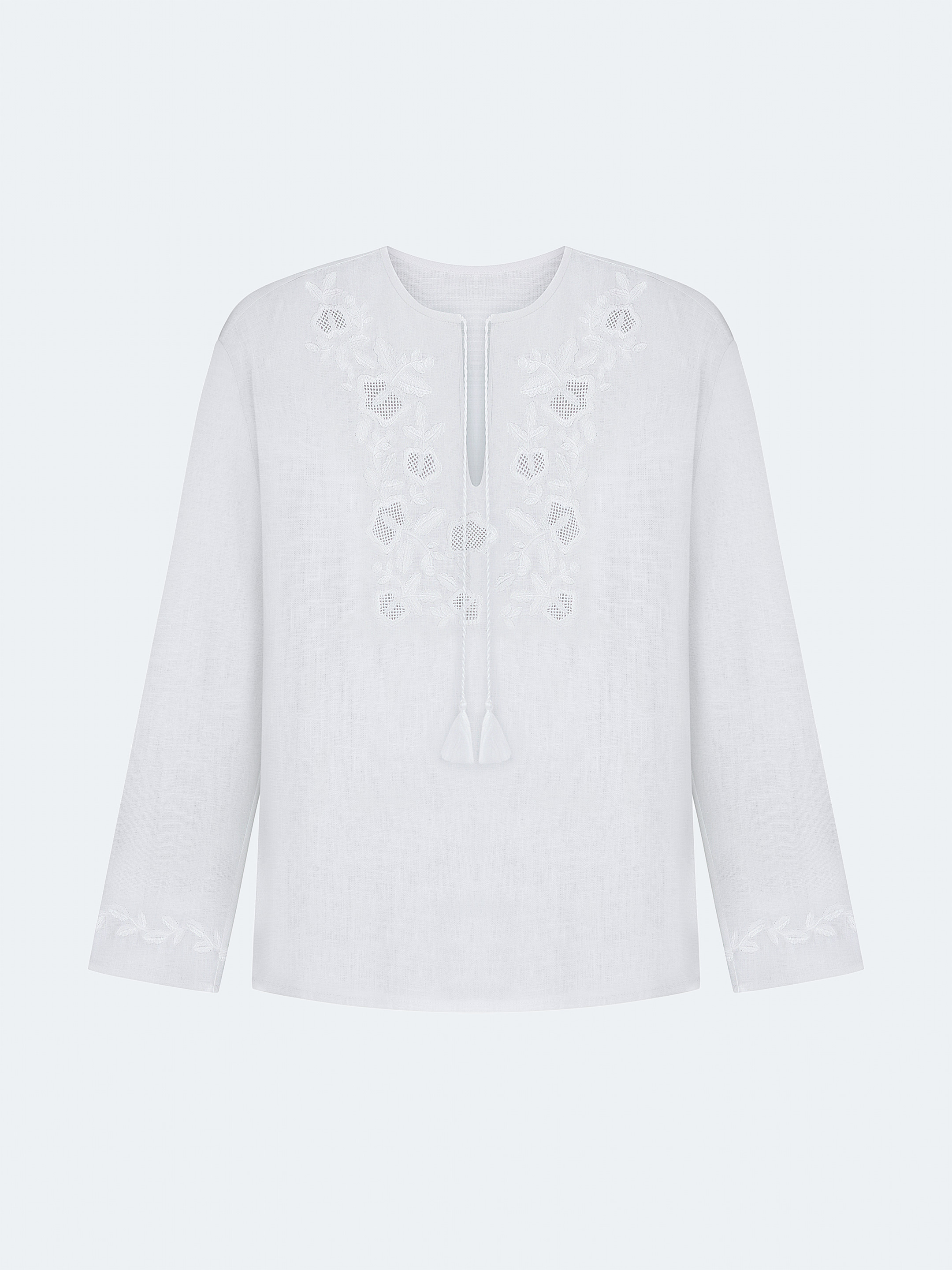 Men's shirt with white embroidery in the tone of "Vavylon XX" ціна