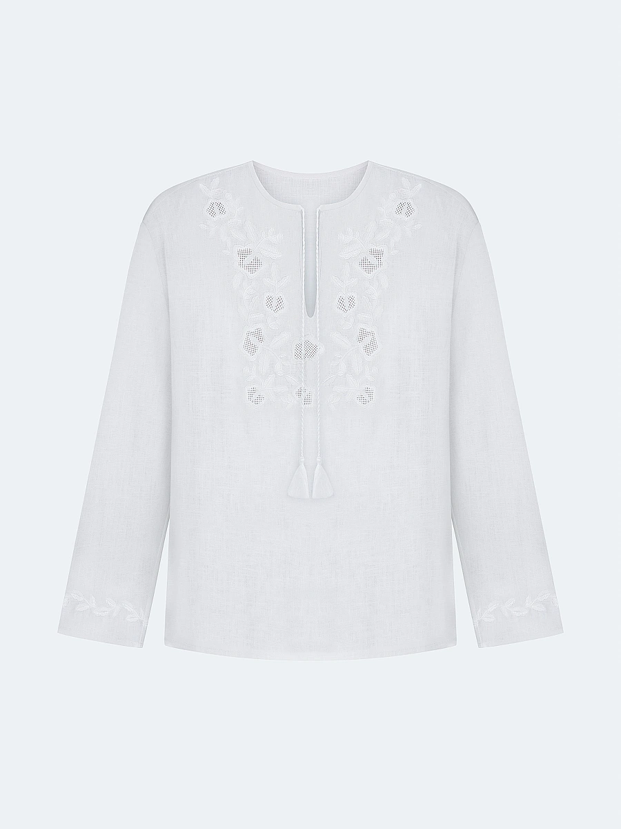 Men's shirt with black embroidery in the tone of "Vavylon XX" — White