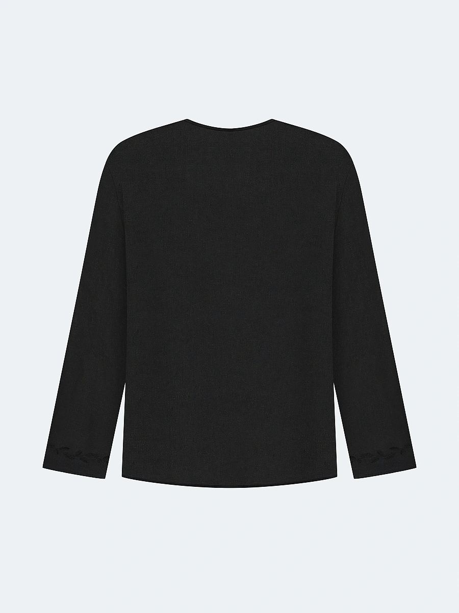 Men's shirt with white embroidery in the tone of "Vavylon XX" — Black