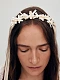 Light summer wreath made of milk-colored satin thread "Lebidka" [0]