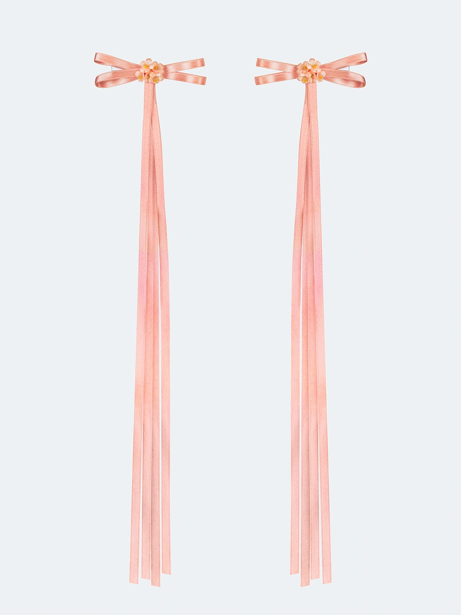 A pair of ribbons-barrettes of milk color "Tsarivna" — Pink