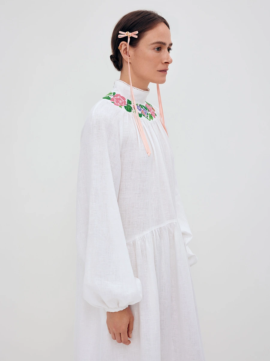 A pair of ribbons-barrettes of milk color "Tsarivna" — Pink