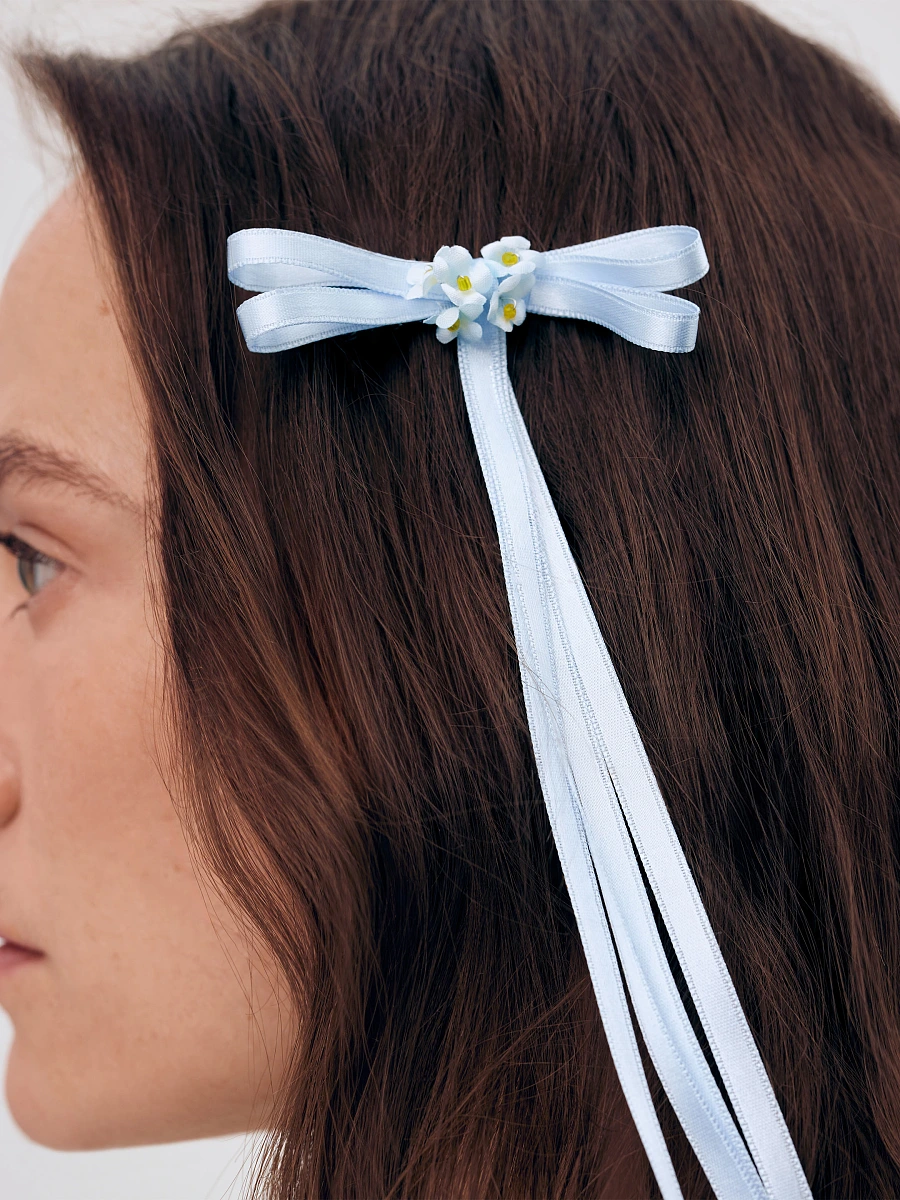 A pair of ribbons-barrettes of peach color "Tsarivna" — Blue
