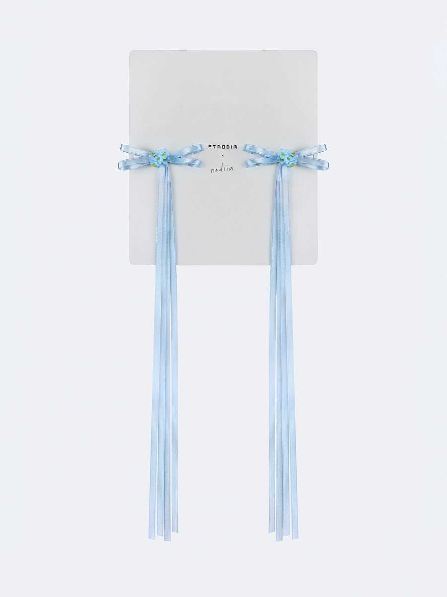 A pair of ribbons-barrettes of peach color "Tsarivna" — Blue
