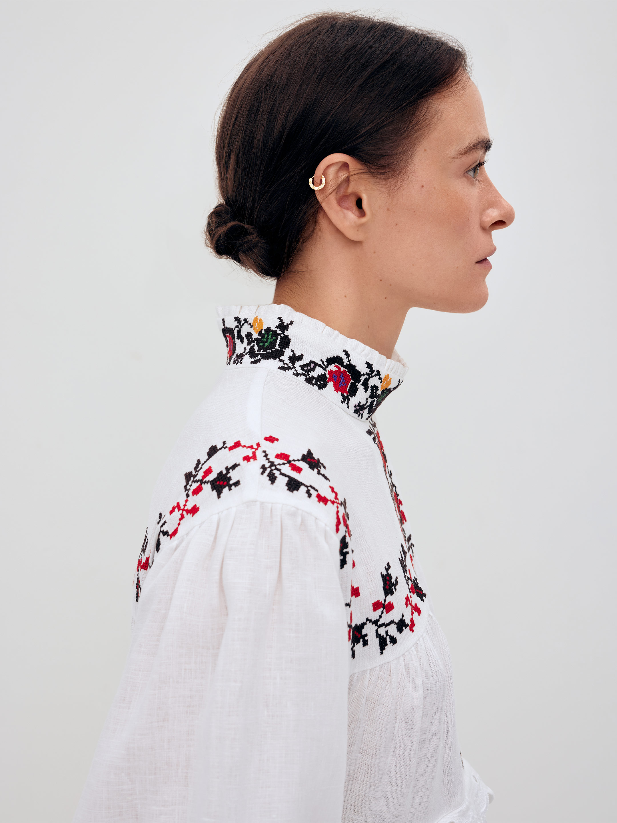 Long embroidered dress with a high neck "Korolivna" in Ukraine