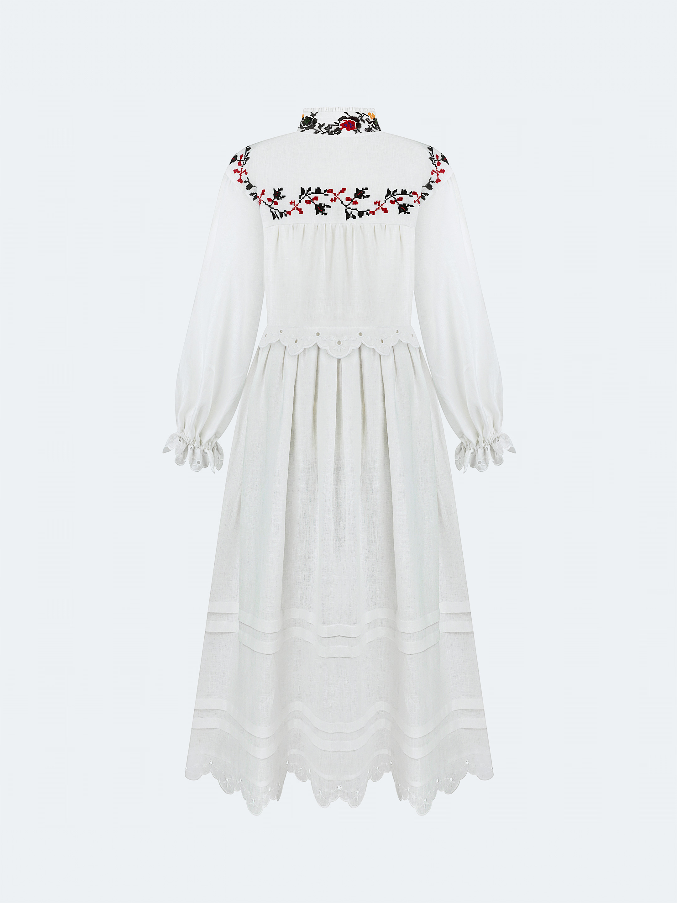 Long embroidered dress with a high neck "Korolivna" buy
