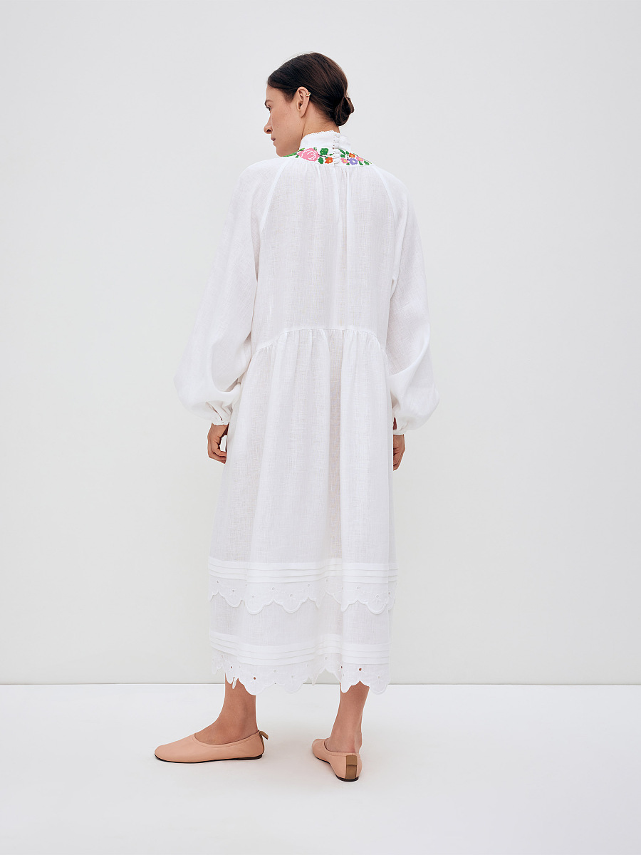 Long embroidered dress with fastening "Vinok" [0]