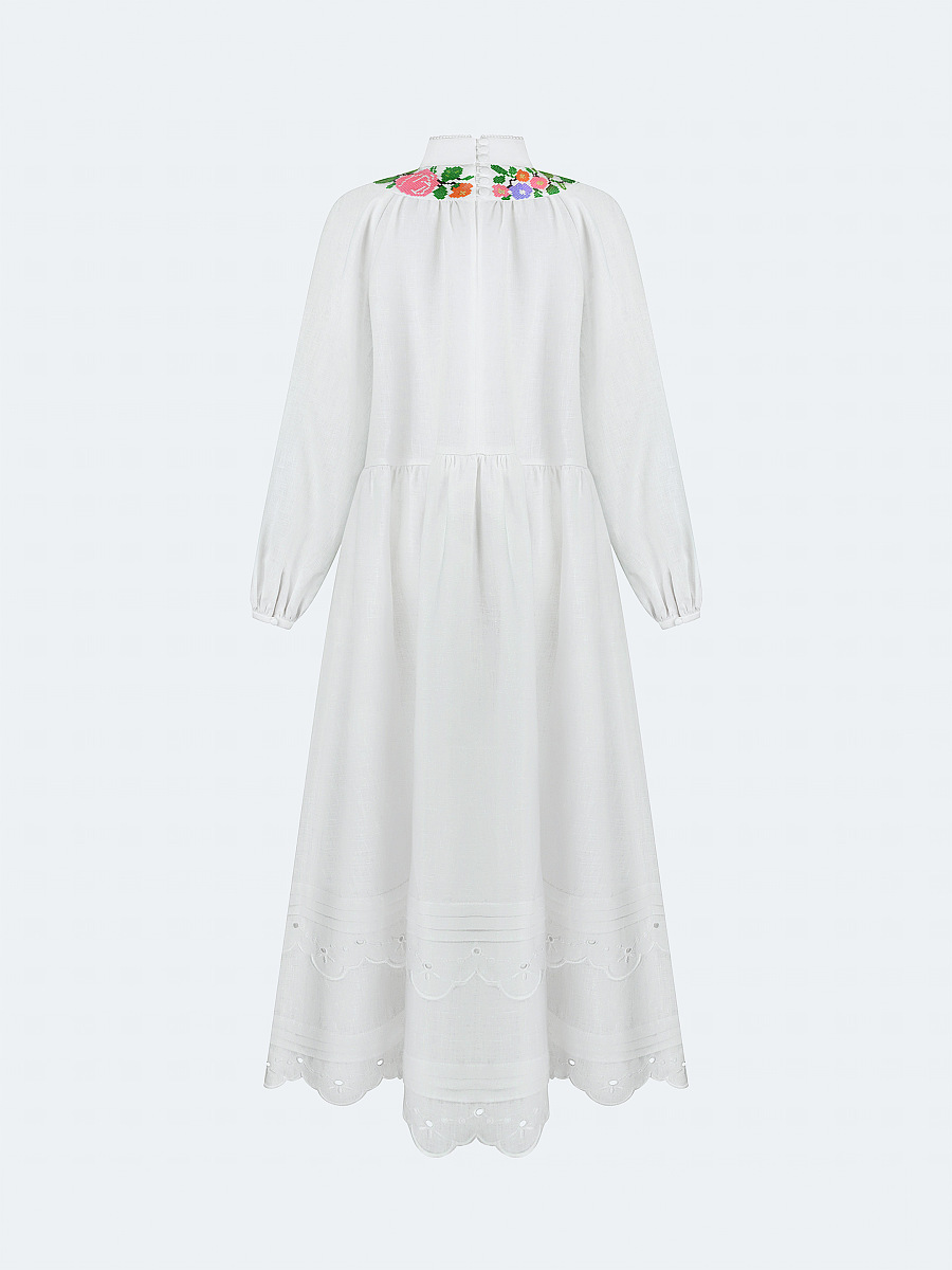 Long embroidered dress with fastening "Vinok" [0]