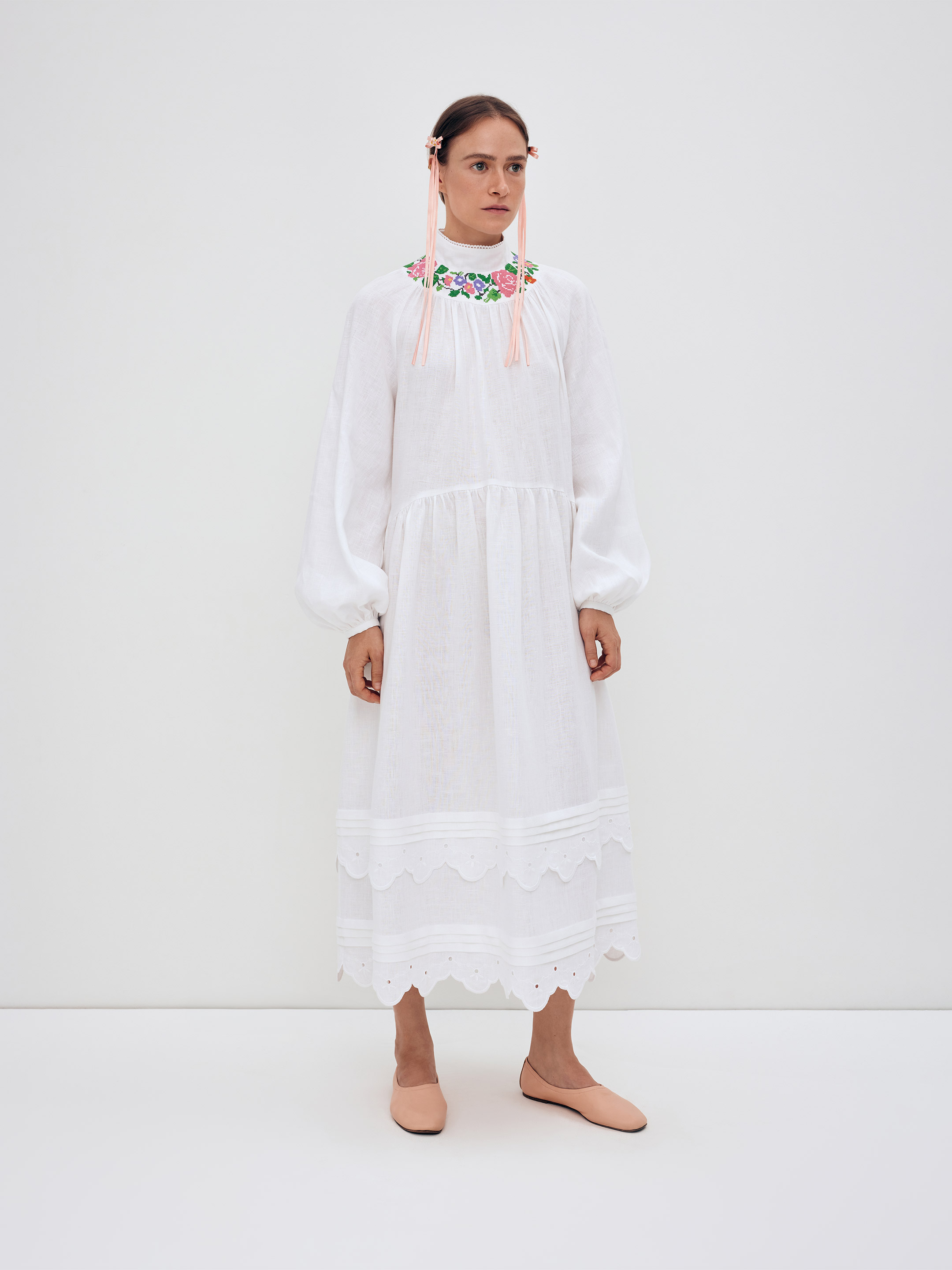 Long embroidered dress with fastening "Vinok" Buy