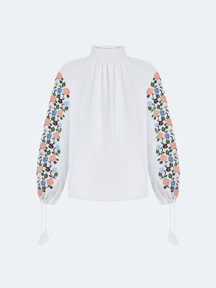 Linen shirt with floral ornament "Bouquet" [0]