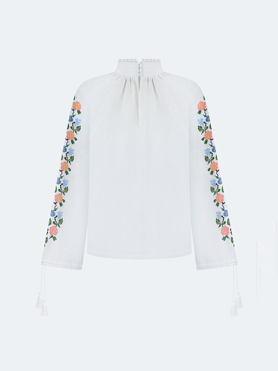 Linen shirt with floral ornament "Bouquet" [0]