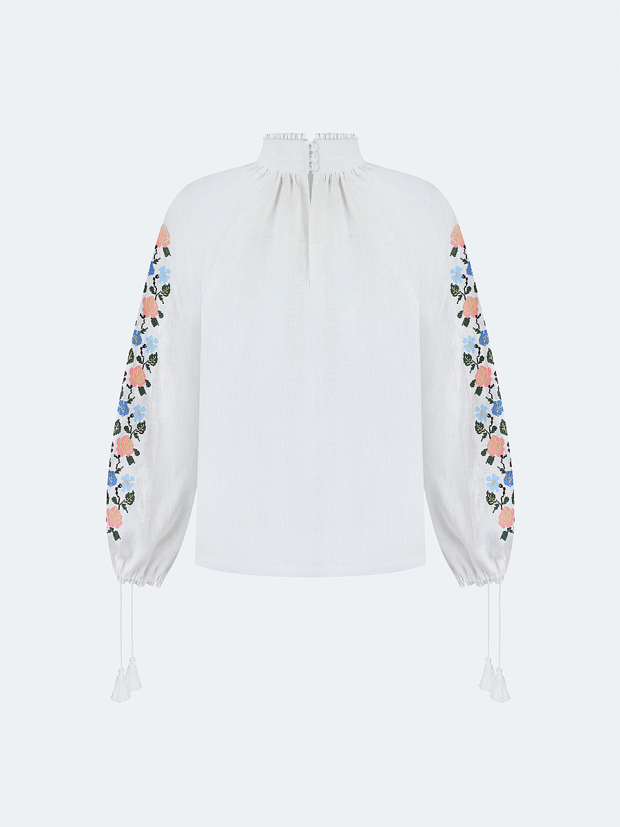 Linen shirt with floral ornament "Bouquet" [0]