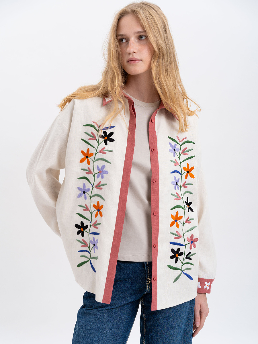 Women's shirt with an embroidered floral ornament "Ruta" [0]