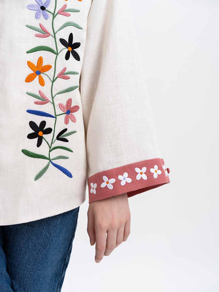 Women's shirt with an embroidered floral ornament "Ruta" [0]