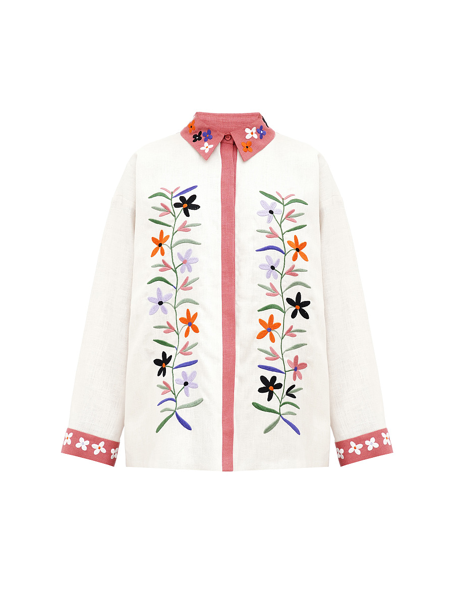 Women's shirt with an embroidered floral ornament "Ruta" [0]