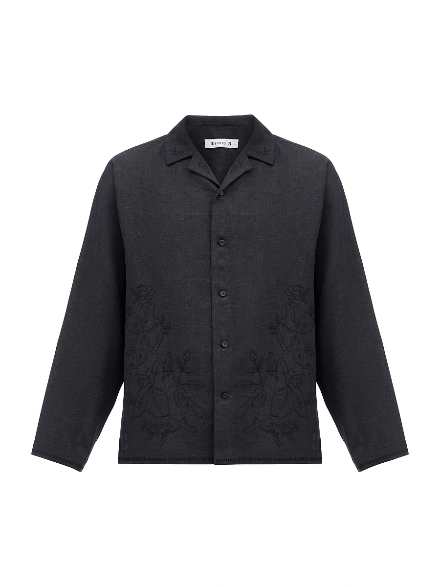 Light shirt with colored embroidery "Hlid" — Black