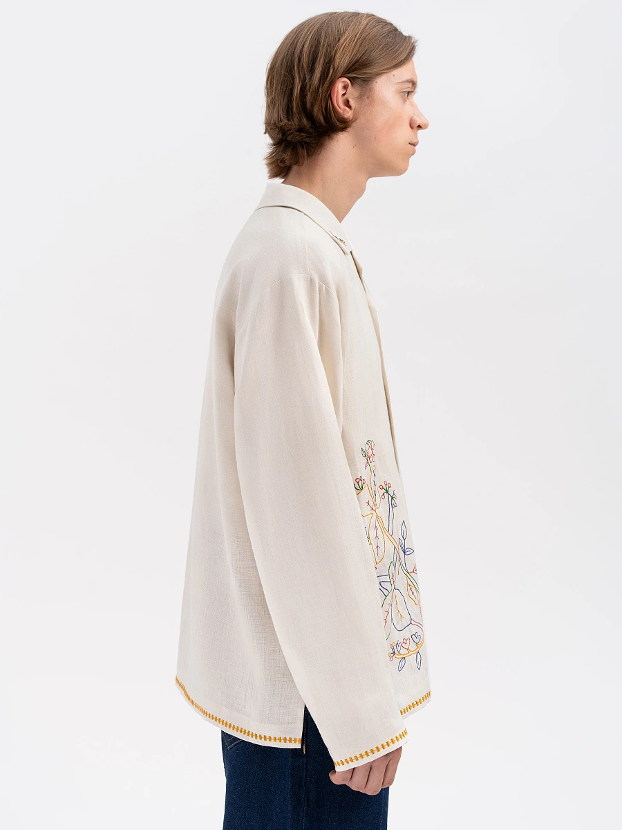 Dark shirt with colored embroidery "Hlid" — Creamy