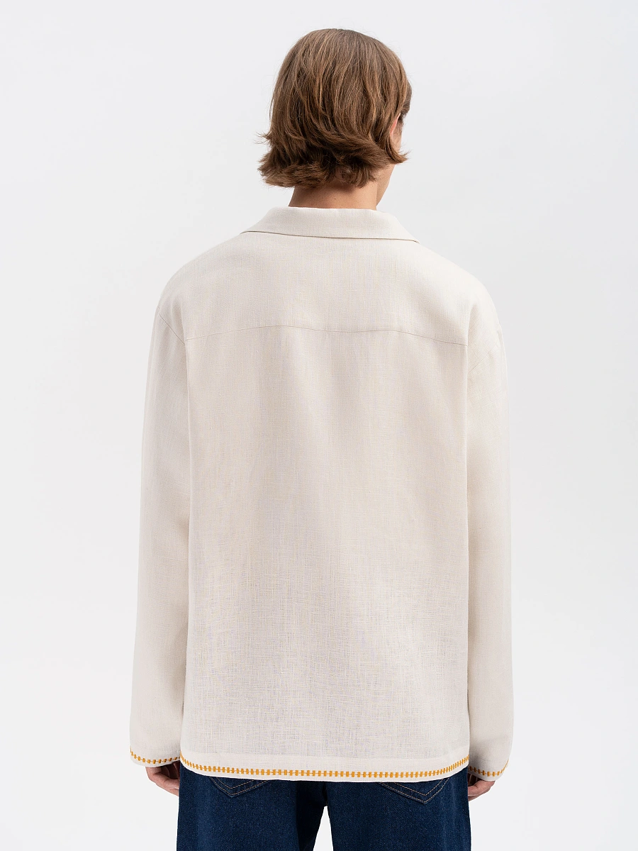 Dark shirt with colored embroidery "Hlid" — Creamy