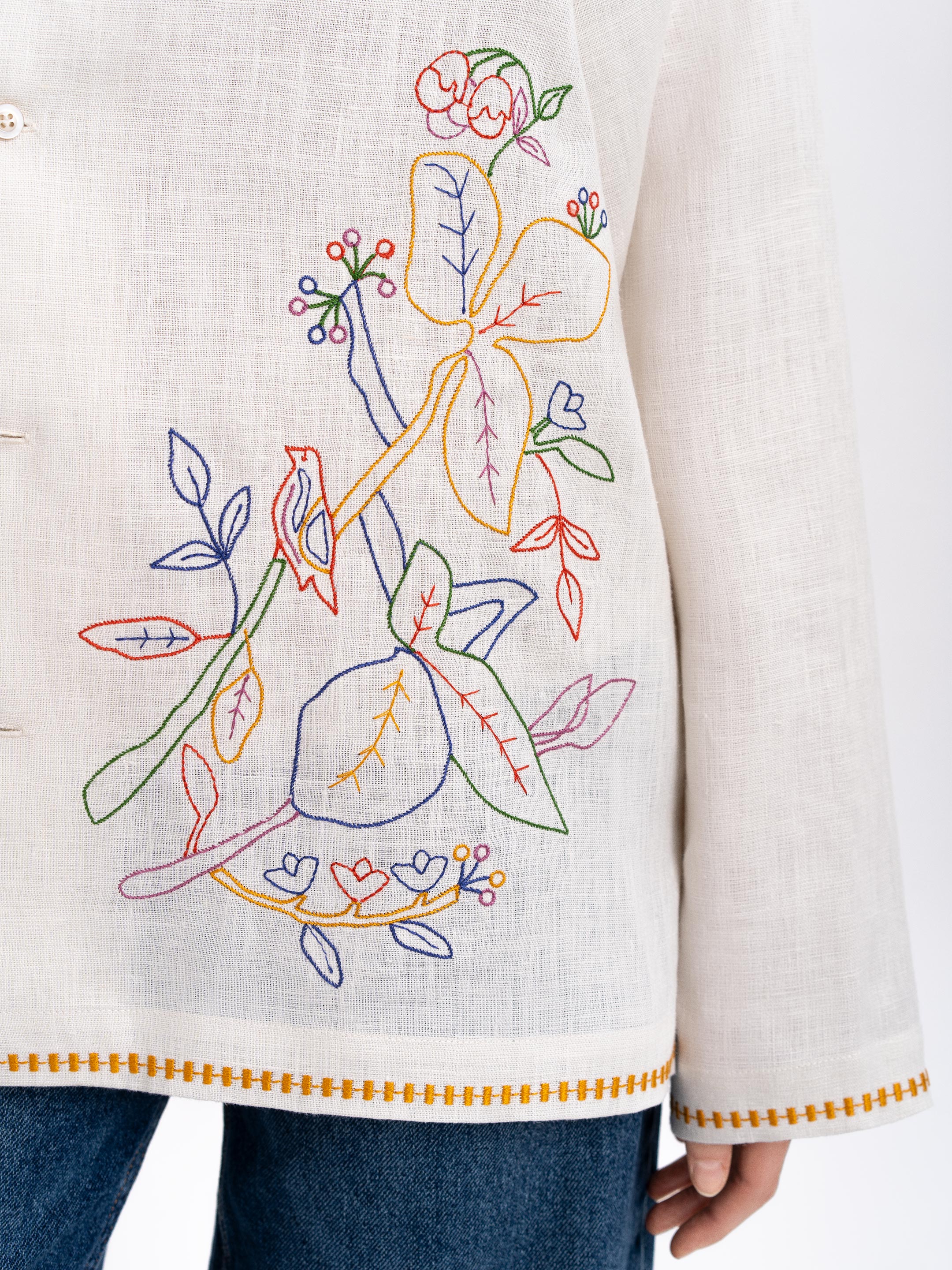 Light shirt with colored embroidery "Hlid" in Ukraine
