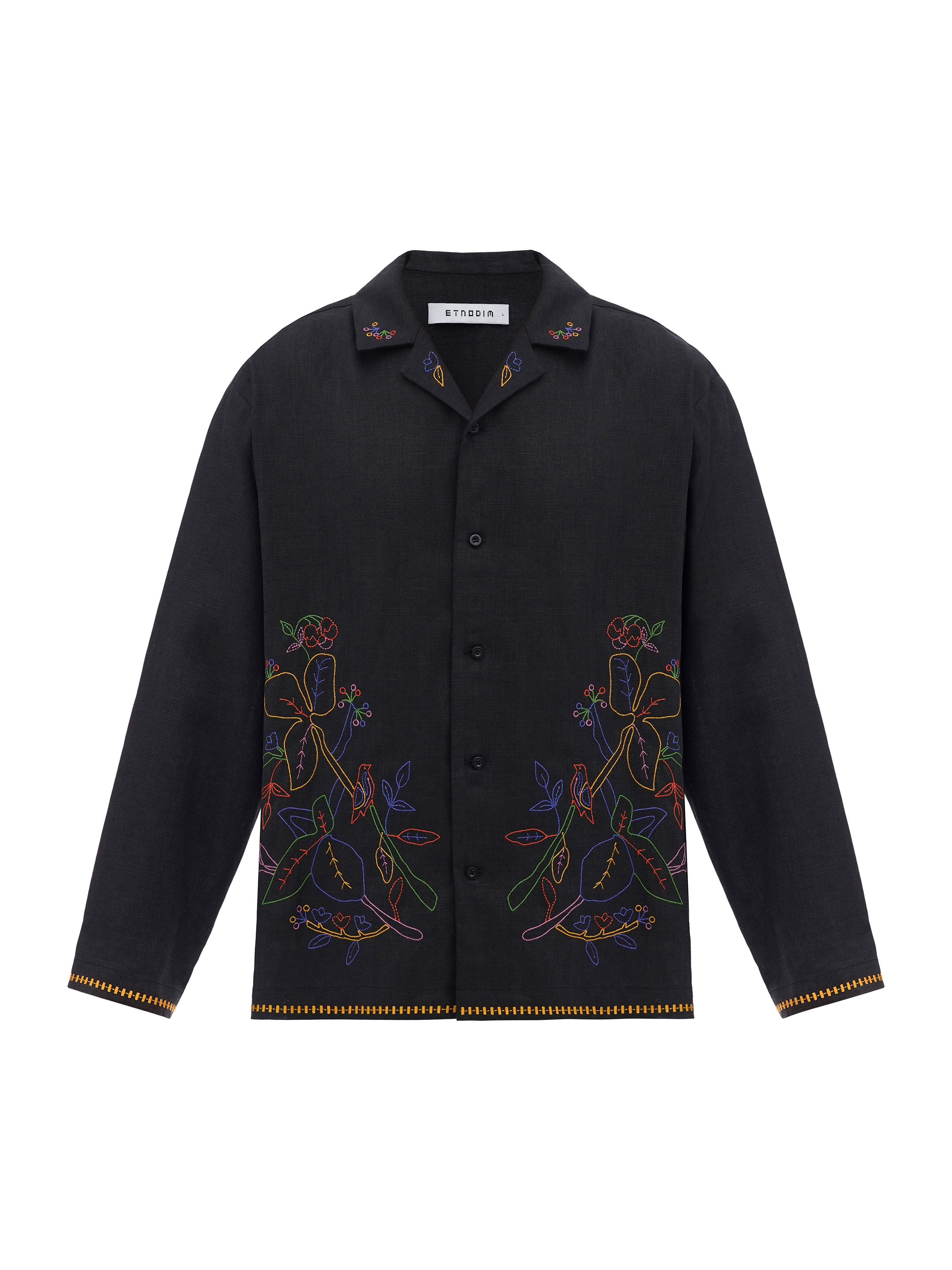 Dark shirt with colored embroidery "Hlid" fitting