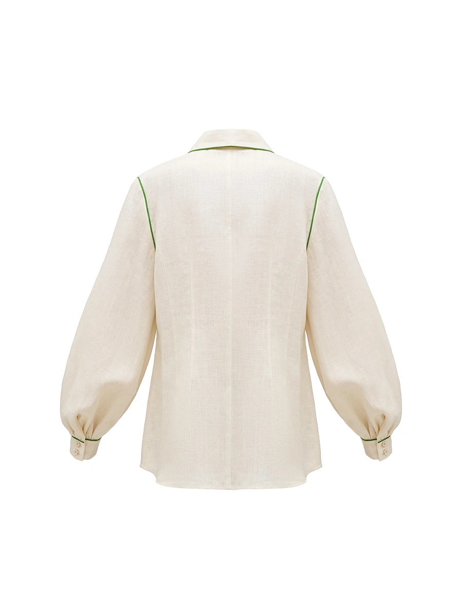 Black linen embroidered shirt "Zhuravlyna" — Creamy
