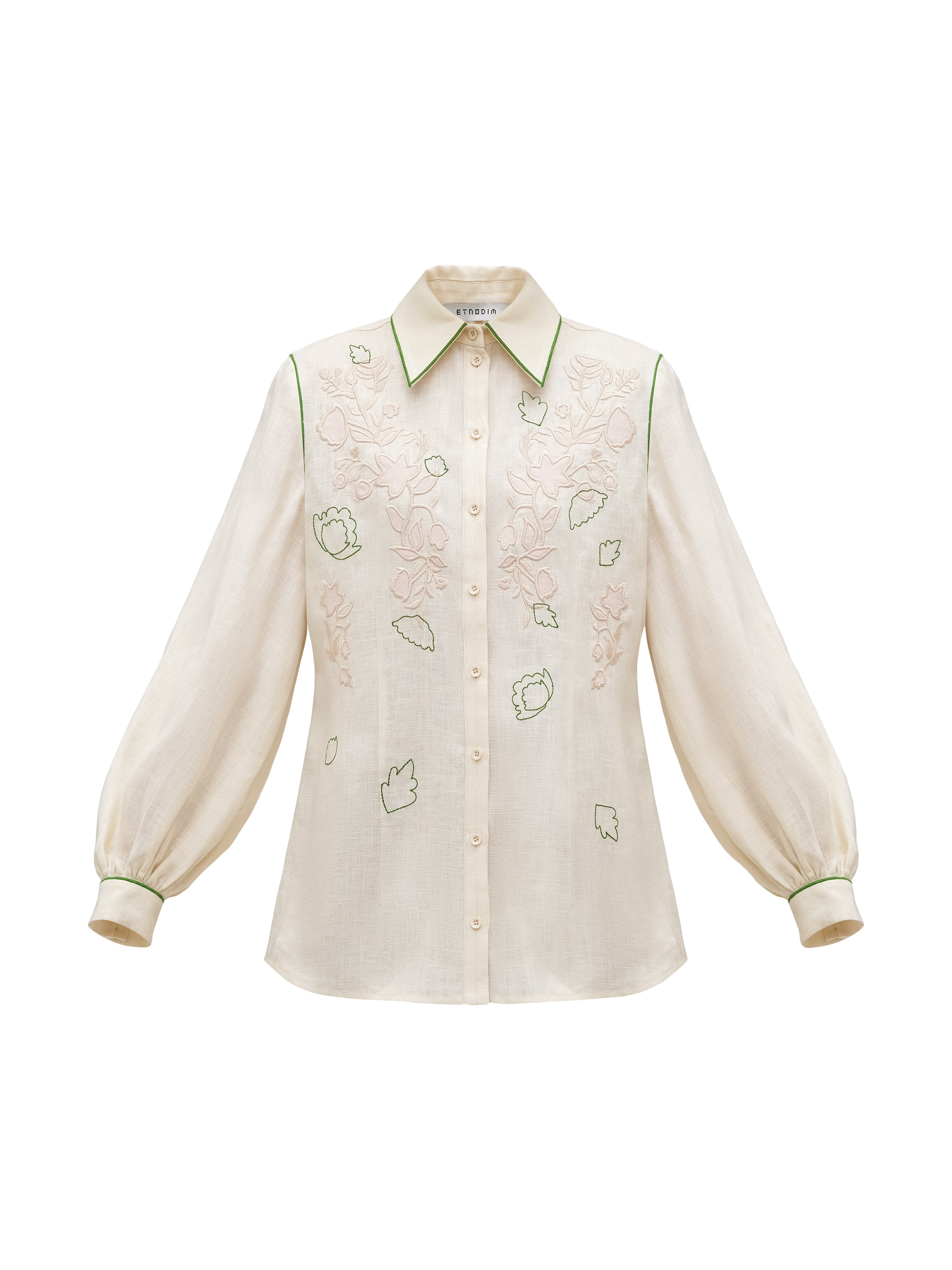 Linen embroidered shirt of milk color "Cranberry" sizes