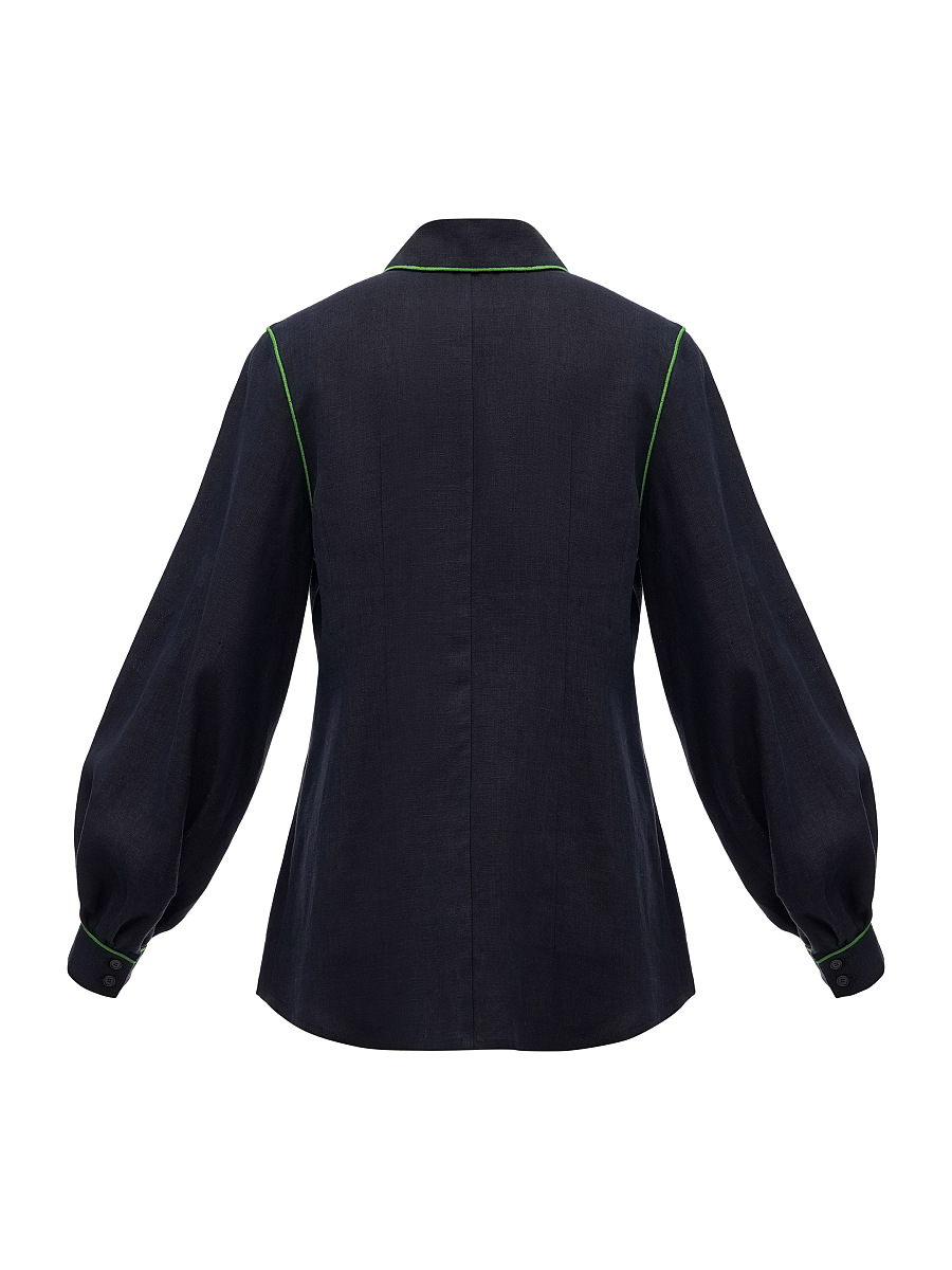 Black linen embroidered shirt "Zhuravlyna" [0]