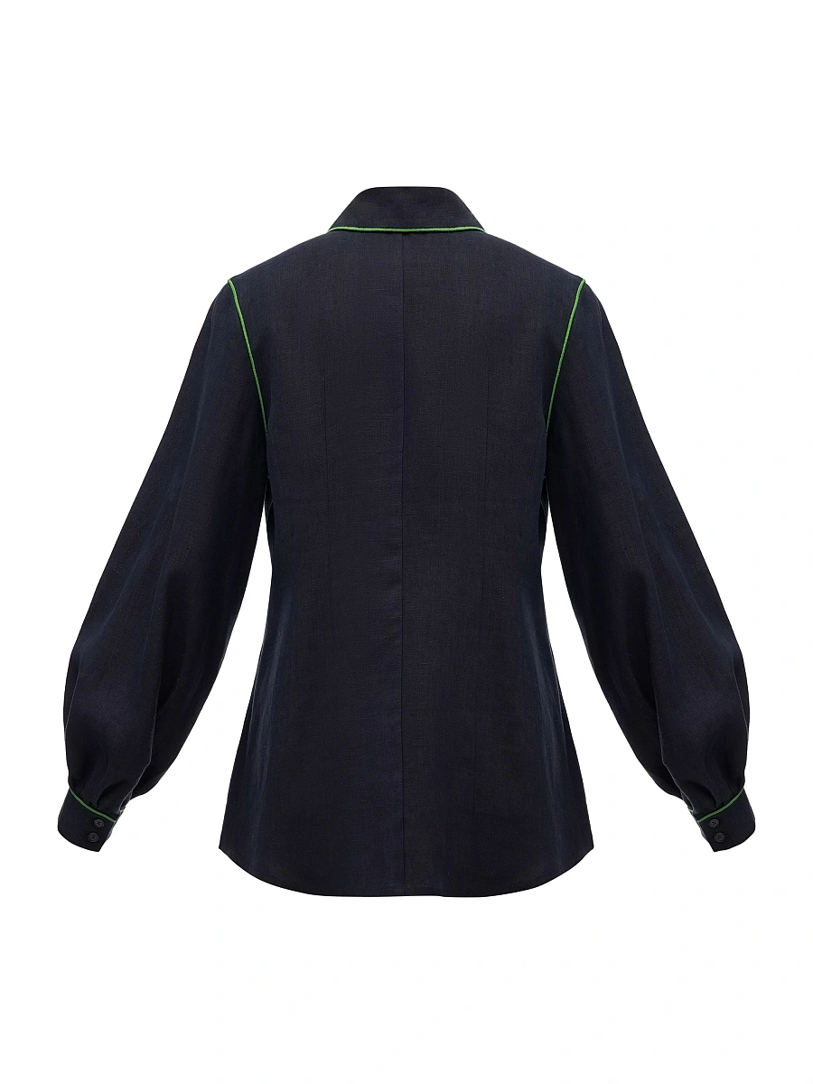 Linen embroidered shirt of milk color "Zhuravlyna" — Black