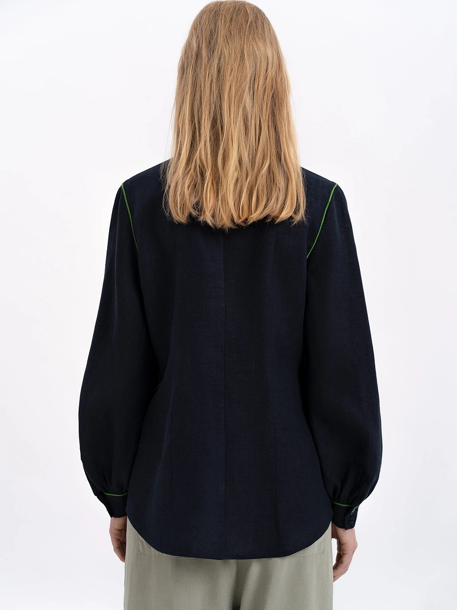 Linen embroidered shirt of milk color "Zhuravlyna" — Black