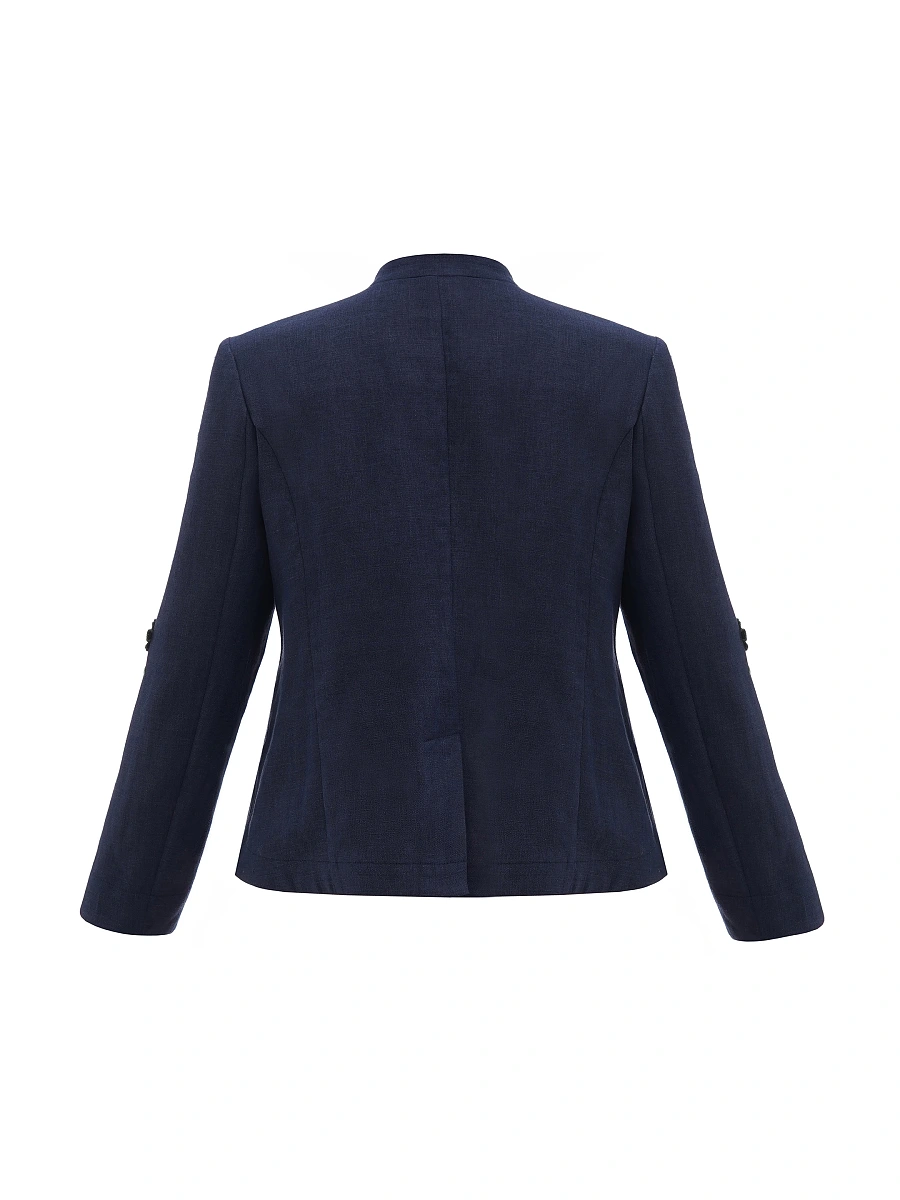 Linen embroidered jacket of milk color «Adoxa» — Blue