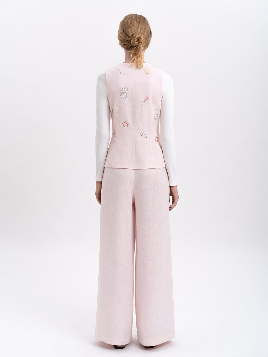 Light pink linen embroidered vest "Agrus" [0]