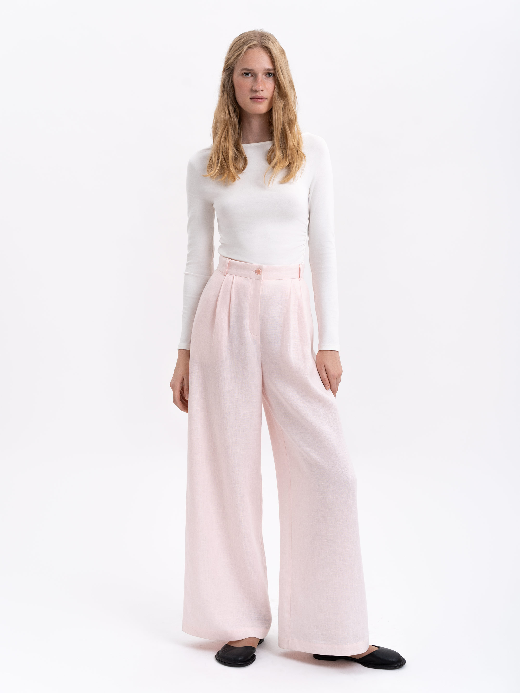 Light pink linen women's pants «Agrus» Buy