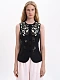 Black linen embroidered vest "Agrus" [0]