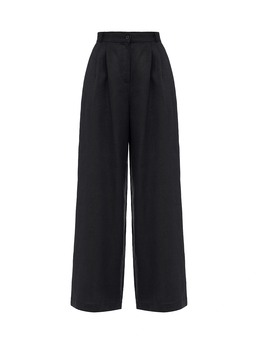 Light pink linen women's pants «Agrus» — Black