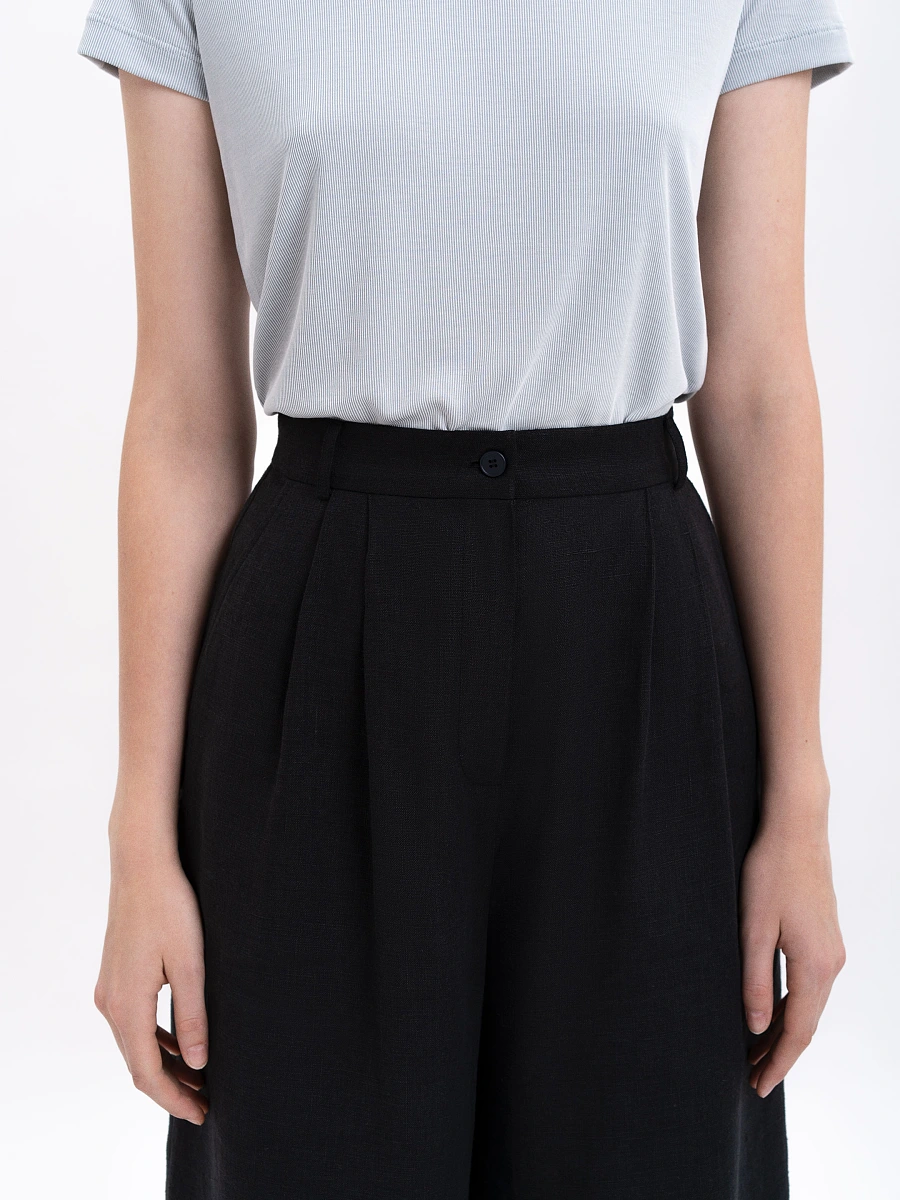 Light pink linen women's pants «Agrus» — Black