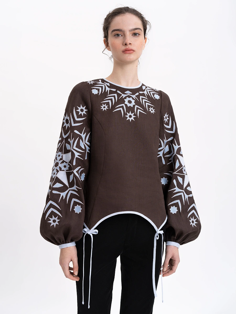 Women's embroidered shirt "Zirka" morning — Brown
