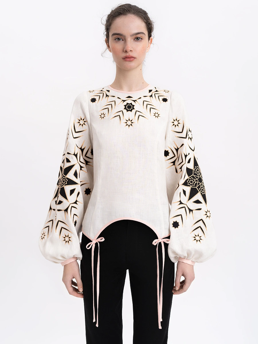 Women's embroidered shirt "Zirka" evening — Creamy