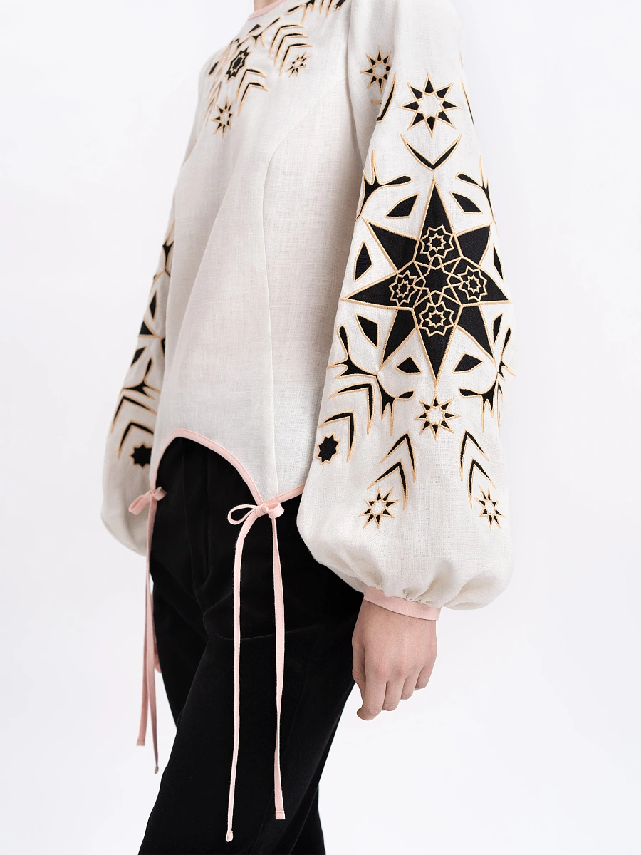 Women's embroidered shirt "Zirka" evening — Creamy