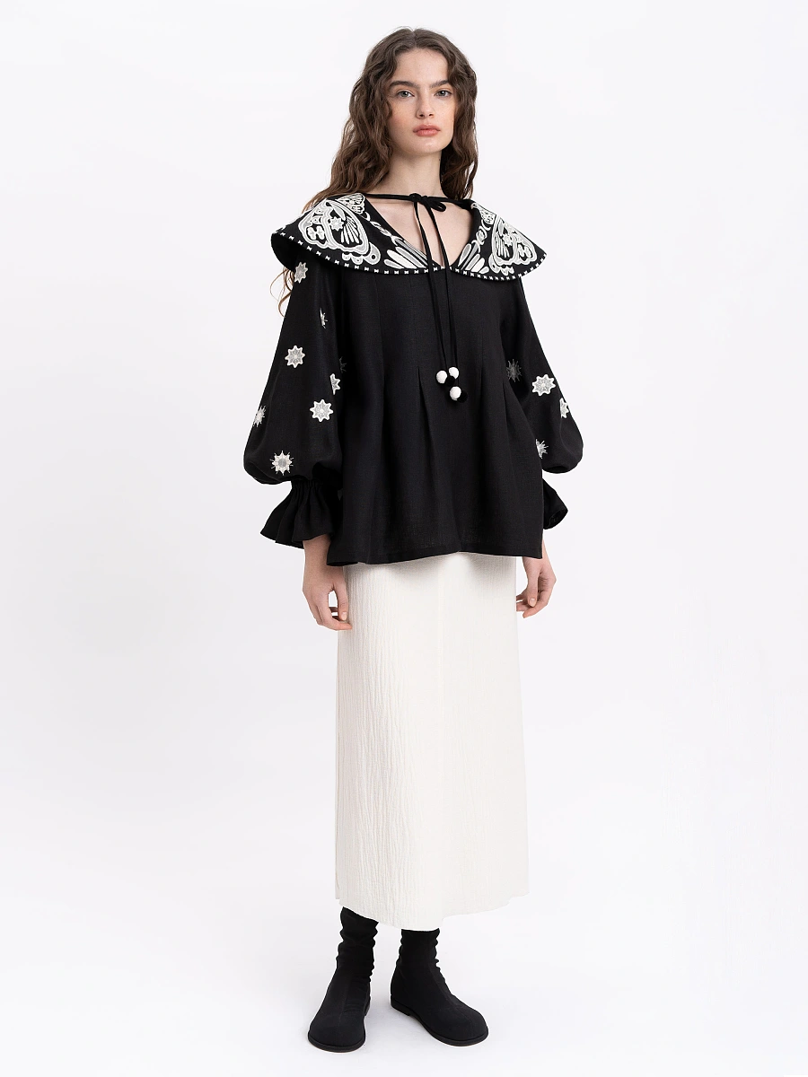 Milk white blouse "Lehit" — Black