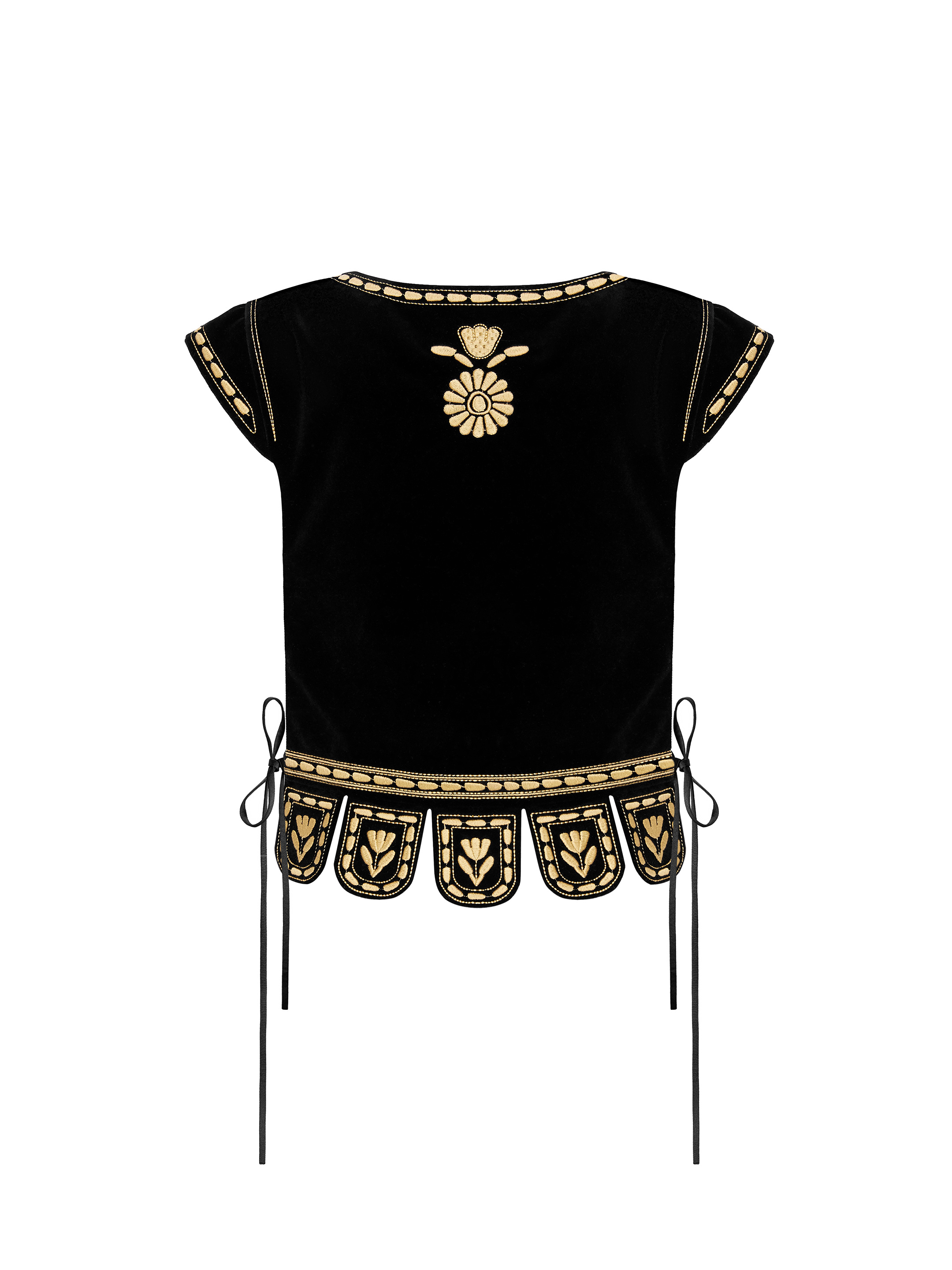 Embroidered vest in black "Oksamyt" fitting