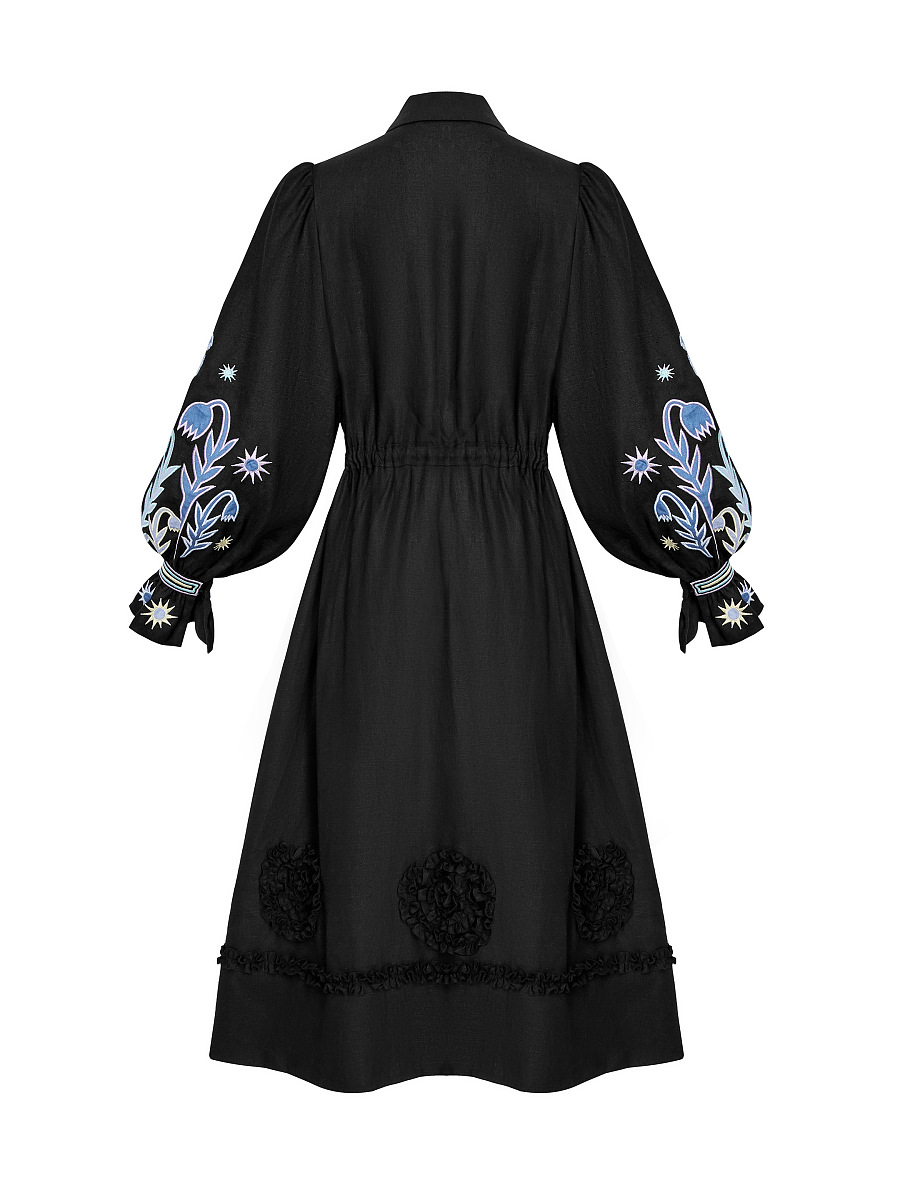 Long embroidered black dress "Pivnich" [0]
