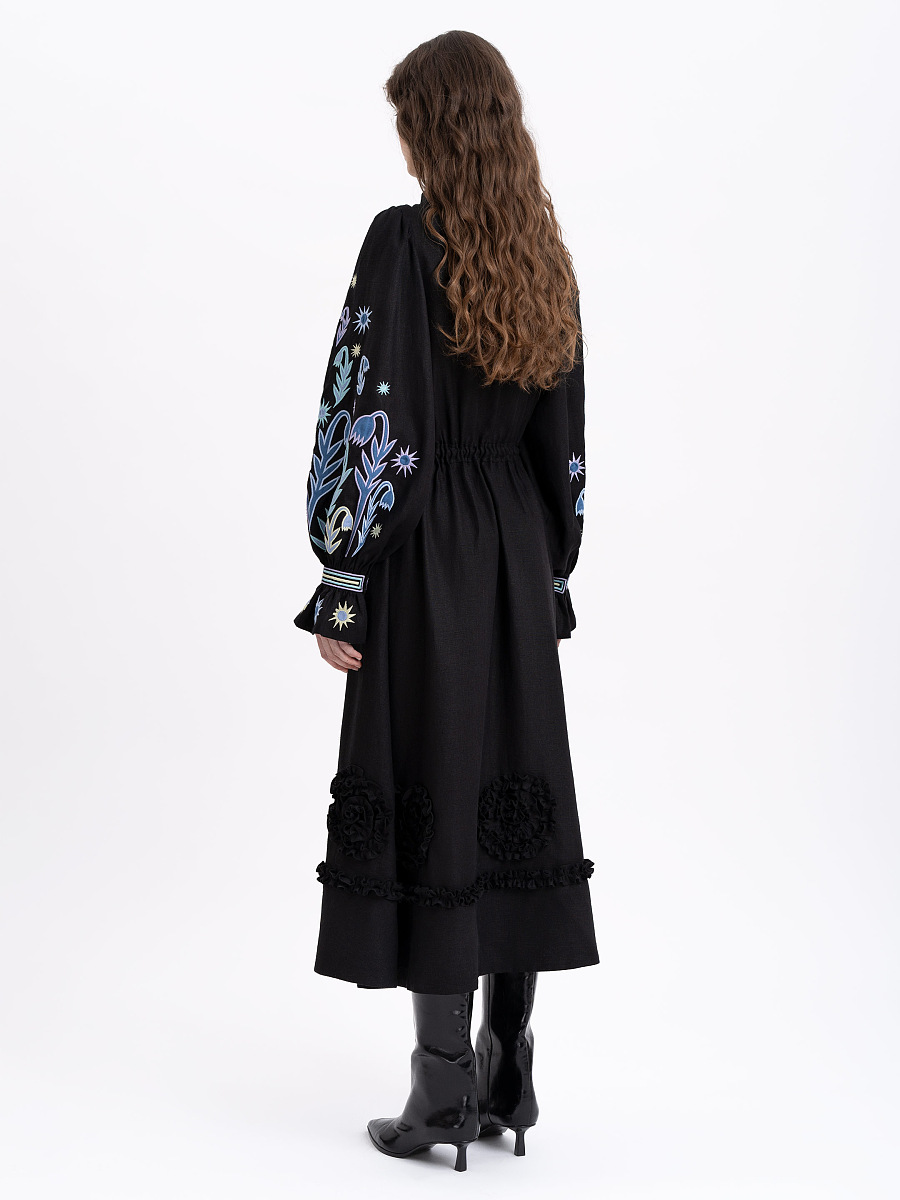Long embroidered black dress "Pivnich" [0]