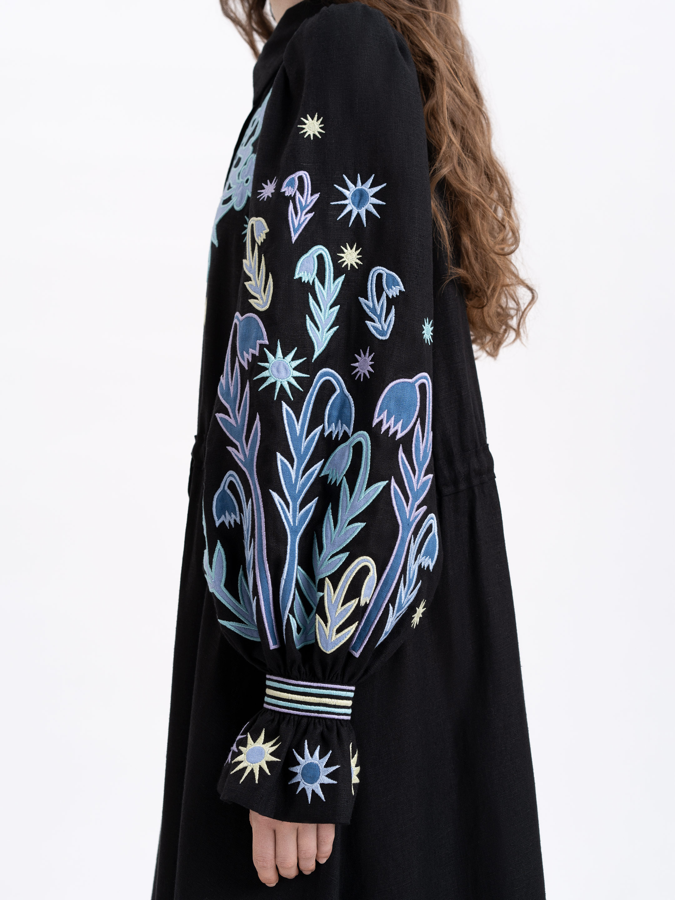 Long embroidered black dress "Pivnich" ціна