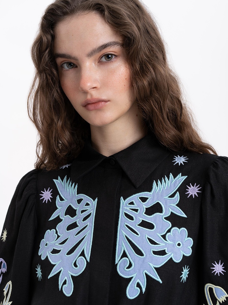 Long embroidered black dress "Pivnich" [0]